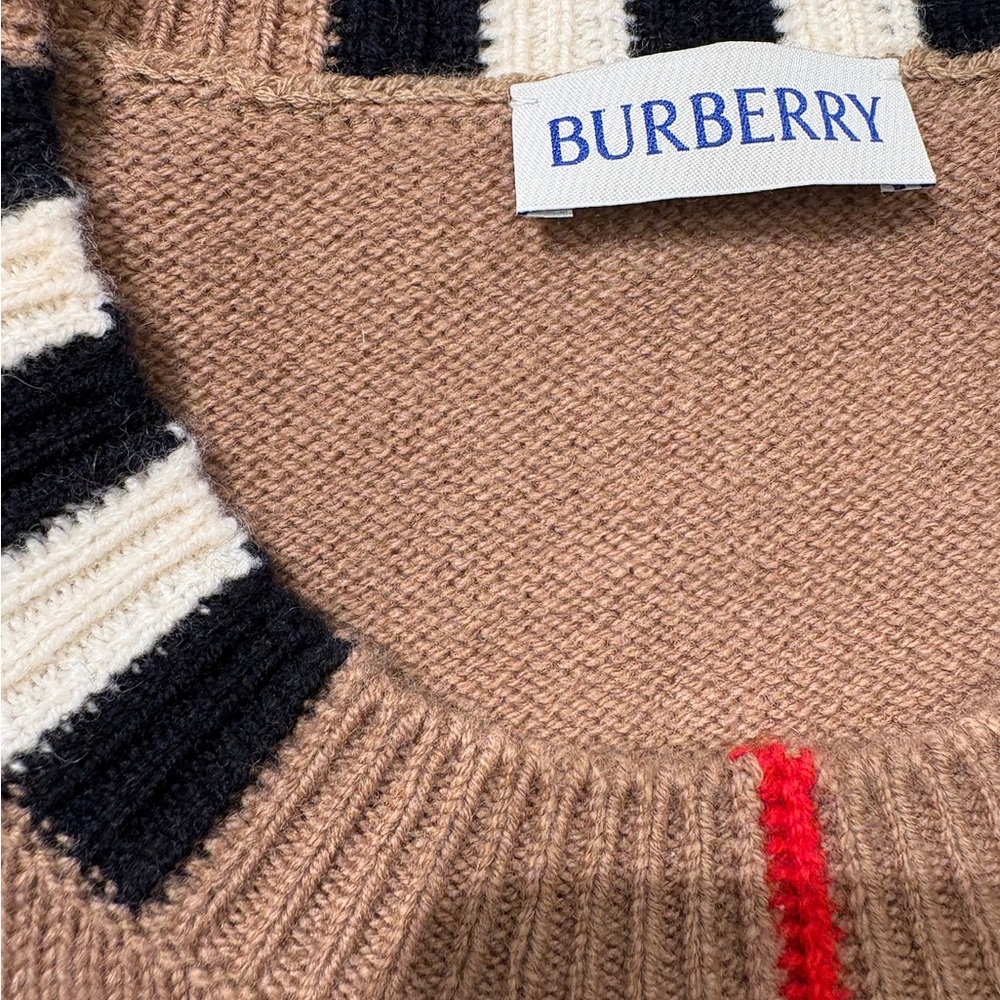 Burberry Icon Stripe Cashmere Sweater Brown Medium - Picture 5 of 7